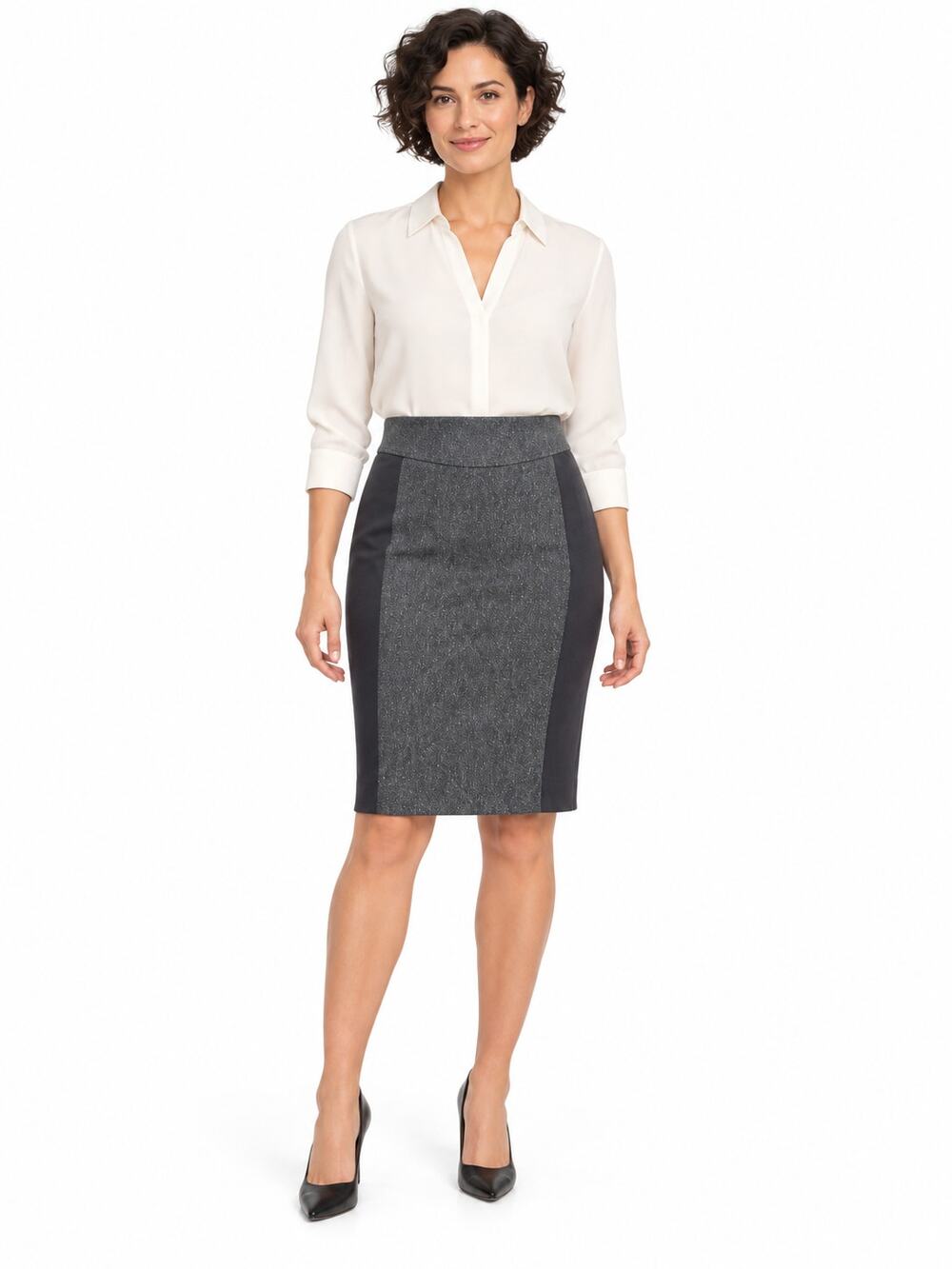 Antonio Melani Gray Black Colorblock Pencil Skirt Lined Size 2